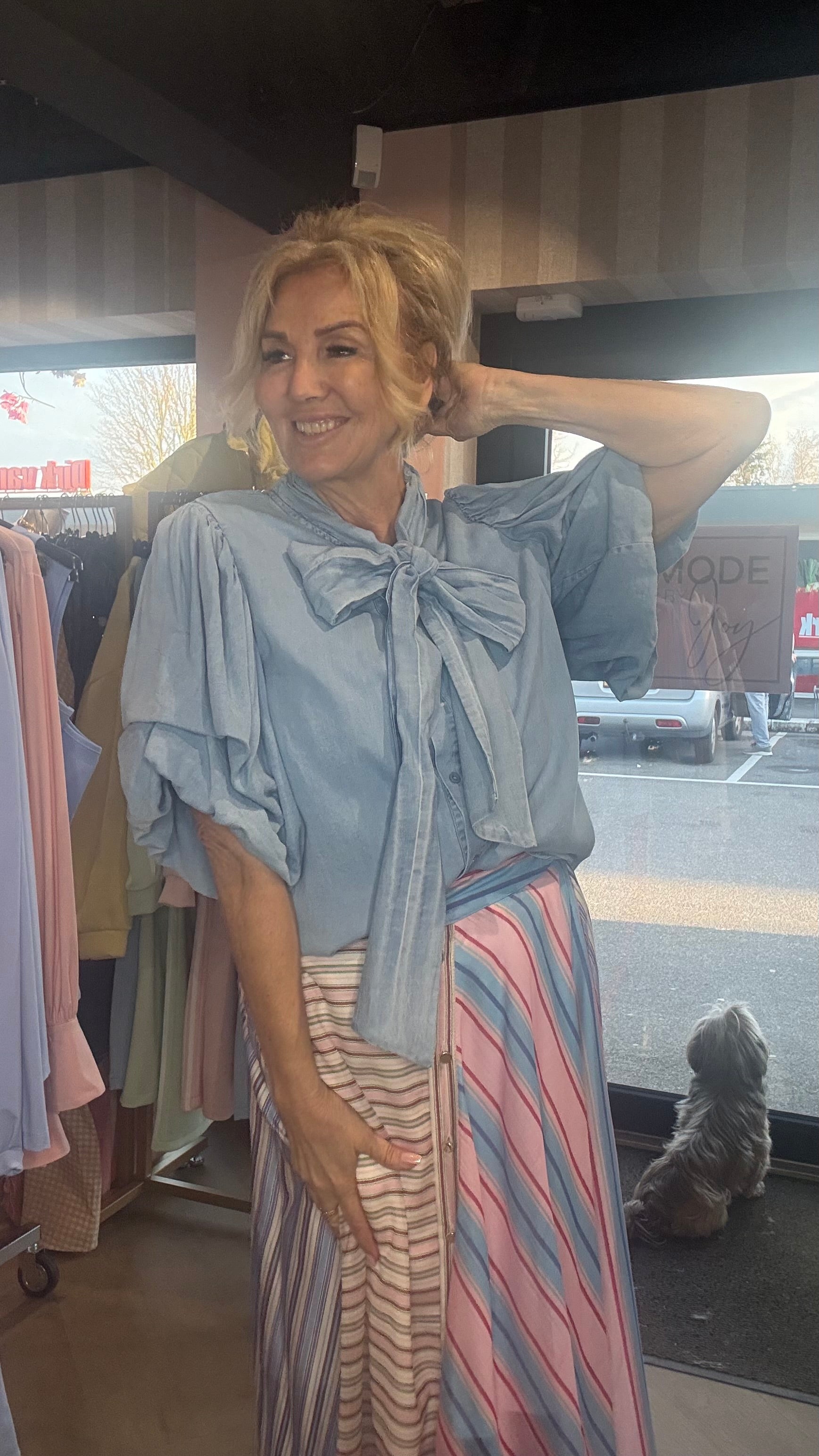 Bluse Jeans Sløjfe
